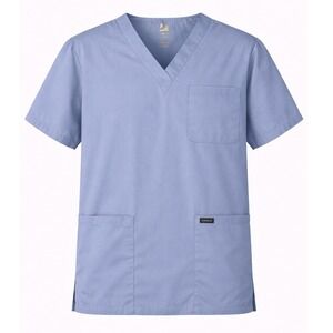Dagacci Medical Scrub Top Womens Medium Blue Gray V Neck Pockets Workwear